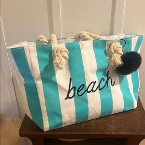 Belle by Kim Gravel Turquoise and White Beach Tote